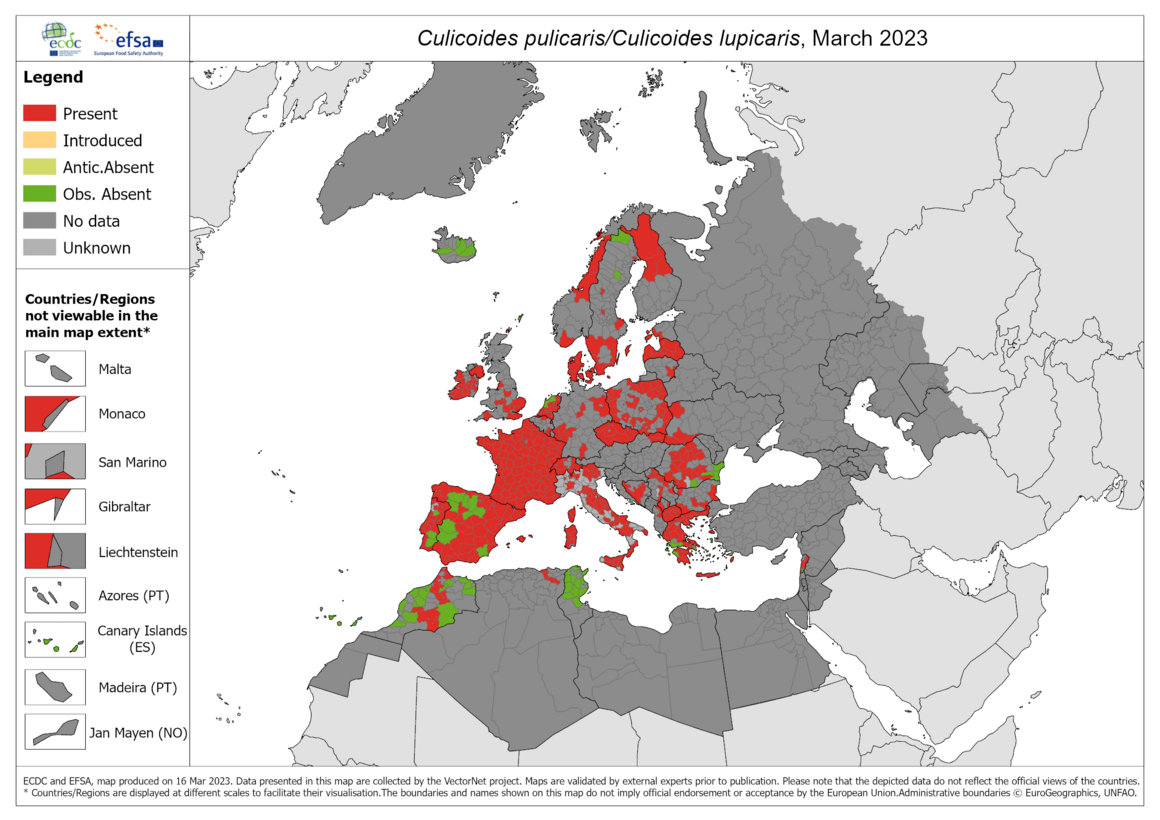  Culicoides pulicaris/lupicaris - current known distribution: March 2023