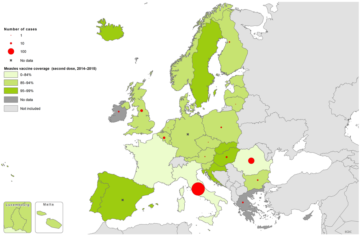 Measles and surveillance data from 1 August 2016 to 31 July 2017