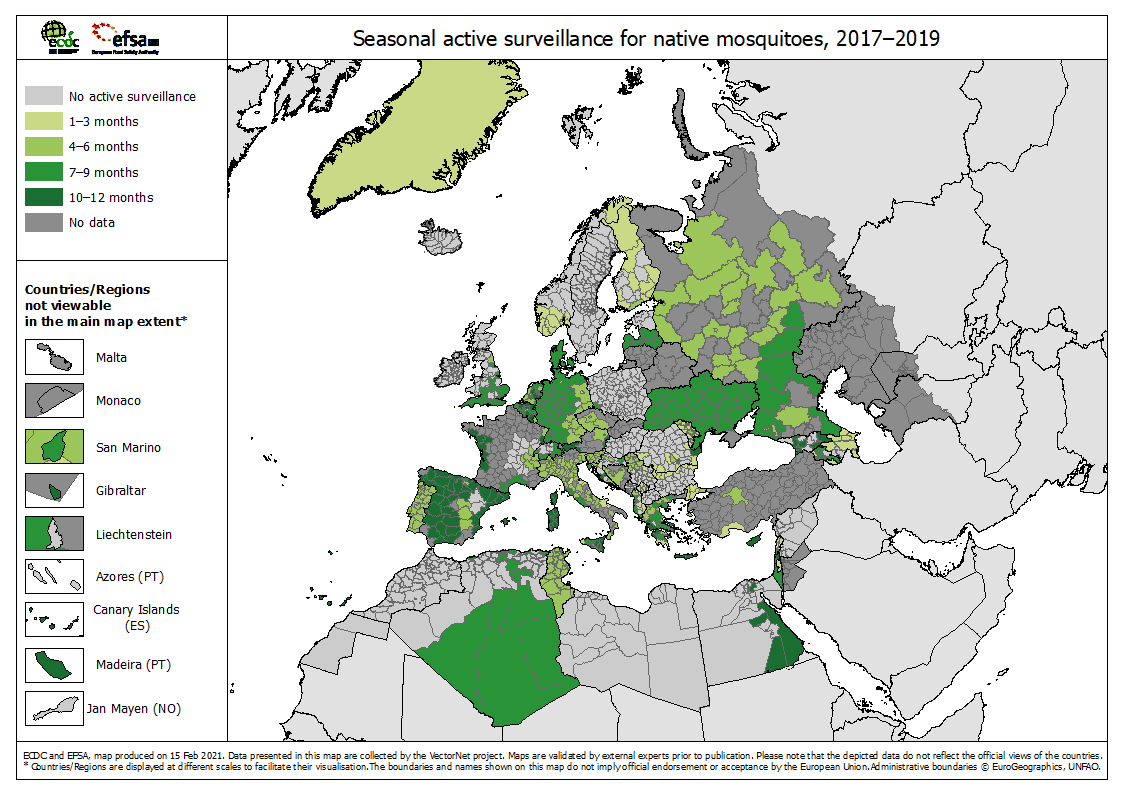 Seasonal active surveillance for native mosquitoes over 2017–2019