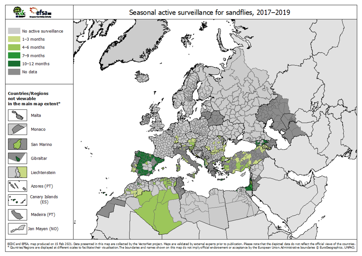Seasonal active surveillance for sandflies over 2017–2019