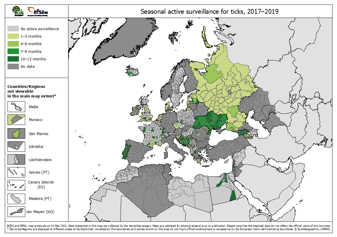 Seasonal active surveillance for ticks over 2017–2019