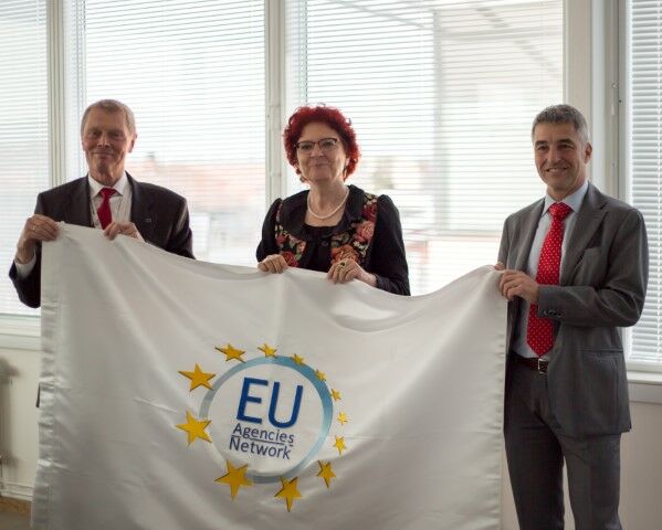 From left to right: Alberto Spagnolli, Senior Policy Adviser, Executive Director Office (EFSA), Dr Andrea Ammon (ECDC), Sakari Vuorensola, Director of Corporate Governance (Frontex)