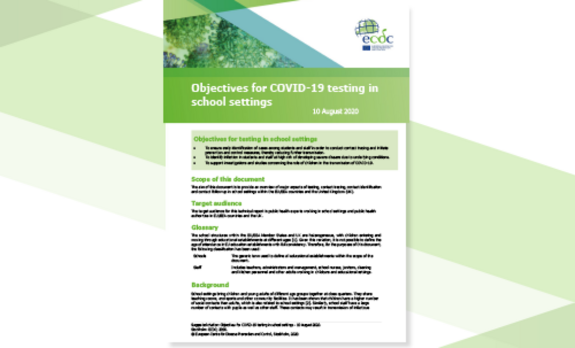 Objectives for COVID-19 testing in school settings