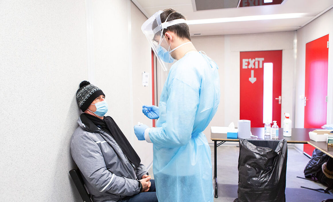 Patient getting tested for COVID-19.