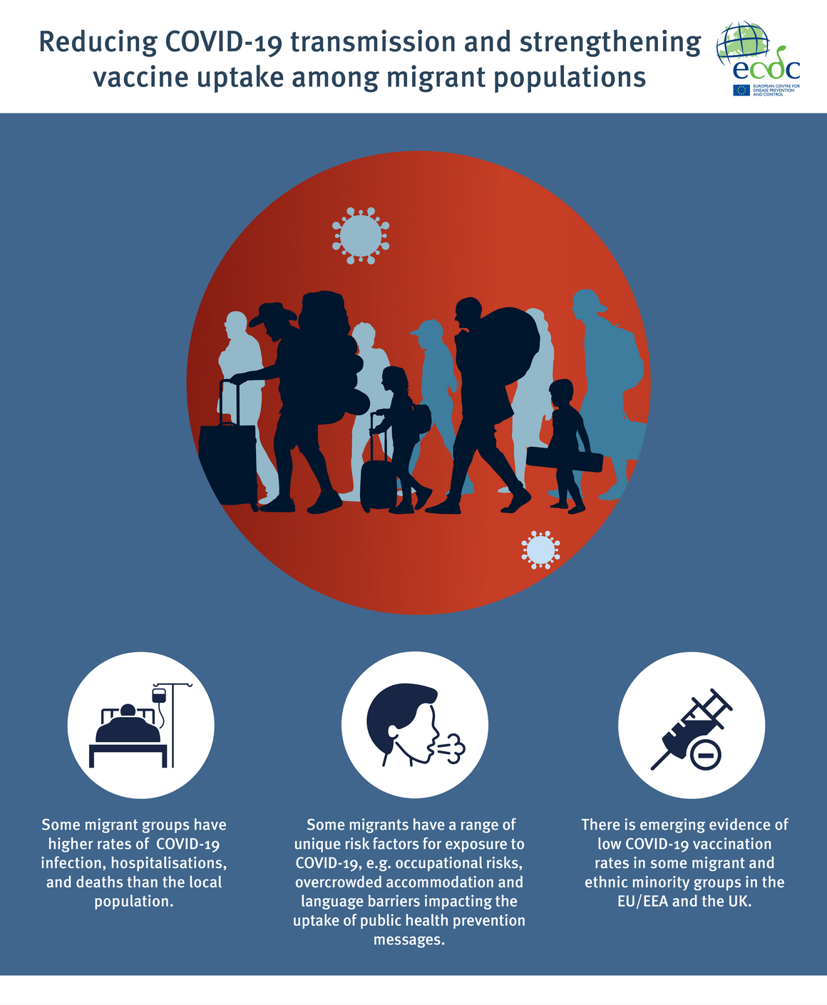 infographic: Findings on COVID-19 transmission and vaccine uptake among migrants