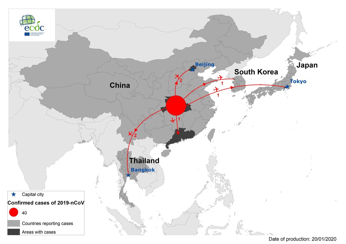 Geographical distribution of 2019-nCov cases1160 x 821