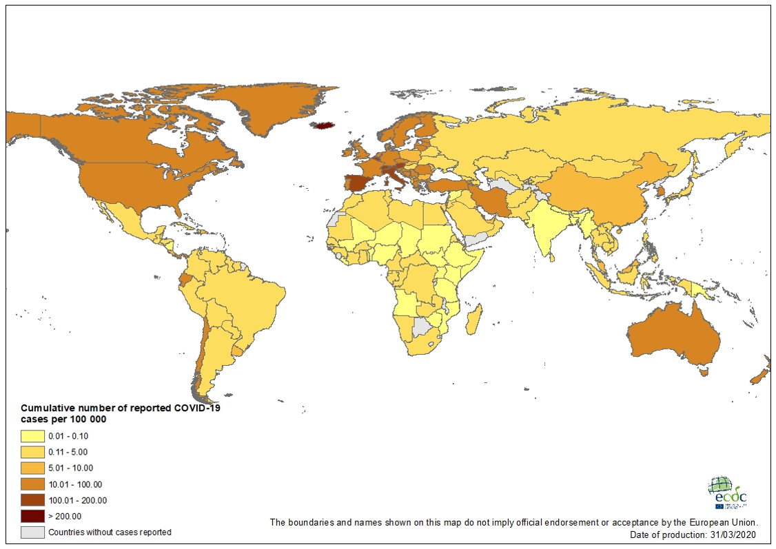Situation update worldwide, as of 31 March 2020