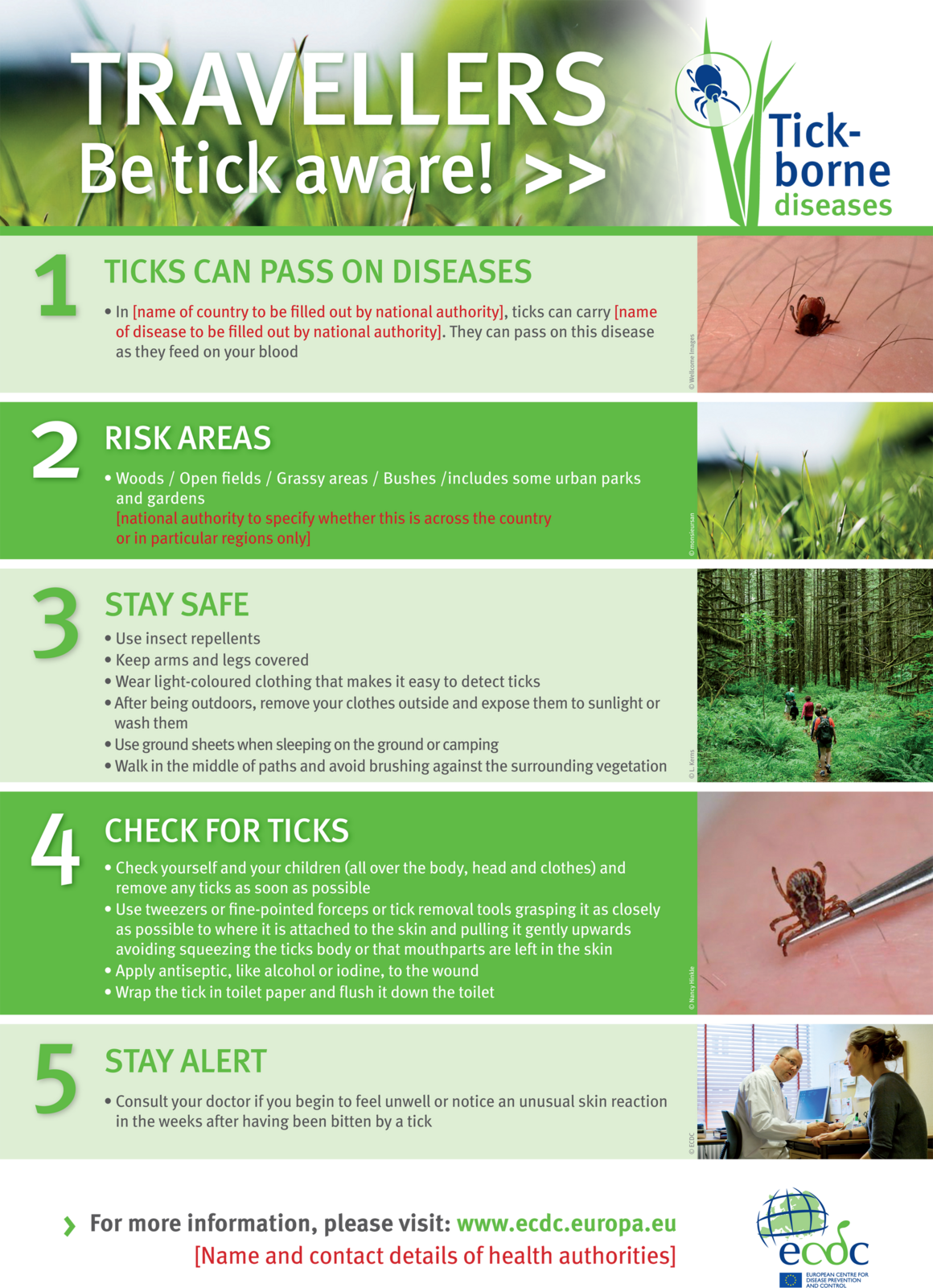 Poster for travellers on ticks and tickborne disease