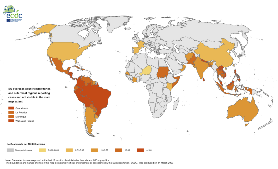 Dengue virus disease cases reported April 2022 March 2023