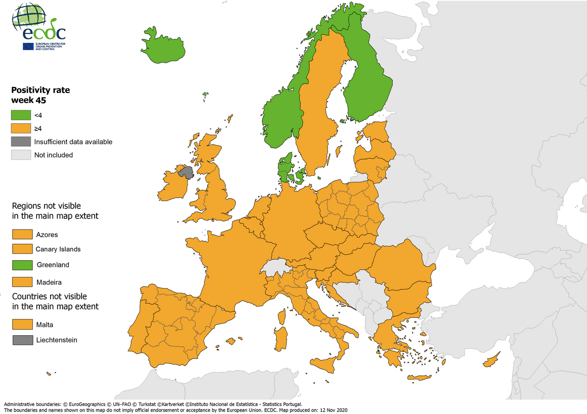 Positivity rates, updated 12 November 2020