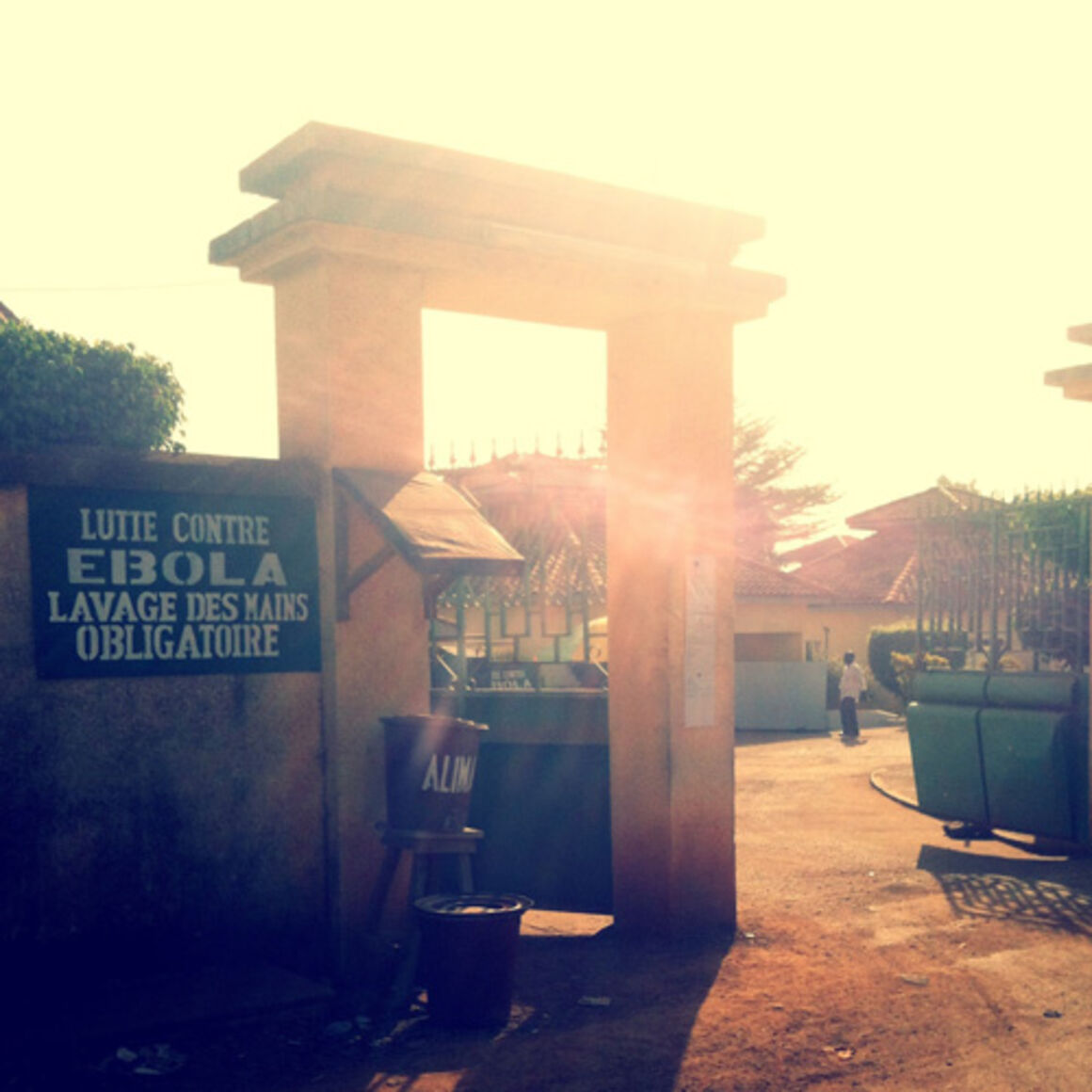 EPIET Postcard from the field - Sign in Guinea, during the Ebola outbreak: Fight Ebola, washing your hands compulsory 