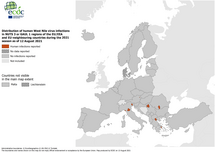 West Nile virus in Europe in 2021 - human cases, updated 12 August 2021