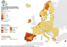 14-day case notification rate per 100 000 inhabitants, updated 8 July 2021