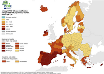 14-day case notification rate per 100 000 inhabitants, updated 5 August 2021