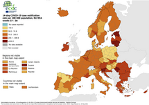 14-day case notification rate per 100 000 inhabitants, updated 30 September 2021