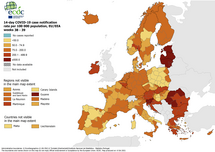 14-day case notification rate per 100 000 inhabitants, updated 7 October 2021