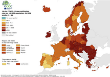 14-day case notification rate per 100 000 inhabitants, updated 11 November 2021