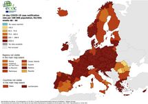 14-day case notification rate per 100 000 inhabitants, updated 16 December 2021