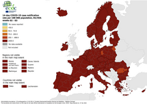 14-day case notification rate per 100 000 inhabitants, updated 27 January 2022