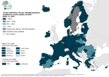 14-day notification rate weighted by vaccine uptake, updated 24 March 2022 (colour-blind friendly)