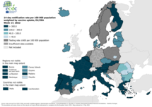 14-day notification rate weighted by vaccine uptake, updated 5 May 2022 (colour-blind friendly)
