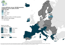 14-day notification rate weighted by vaccine uptake, updated 6 July 2022 (colour-blind friendly)