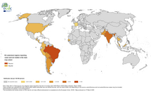 Twelve-month Chikungunya virus disease case notification rate per 100 000 population, April 2024-March2025