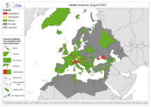 Aedes koreicus - current known distribution: August 2023