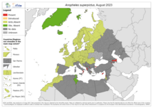 Anopheles superpictus - current known distribution: August 2023