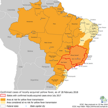 Yellow fever cases in Brazil, 28 February 2018 Thumbnail