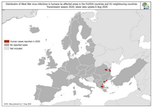 West Nile virus in Europe in 2020 - human cases, updated 6 August 2020