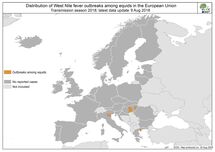 West Nile fever in Europe in 2018 - equine cases; updated 10 August Thumbnail