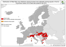 West Nile fever in Europe in 2018 - human and equine cases; updated 21 September Thumbnail