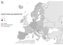 Number of measles cases by country, September 2022