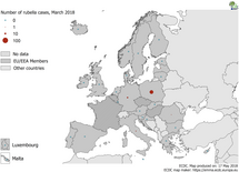 Distribution of rubella cases by country, February 2018 in EU/EEA countries Thumbnail