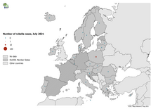 Number of rubella cases by country, July 2021