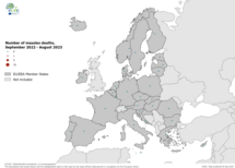 Number of measles deaths by country, September 2022 - August 2023