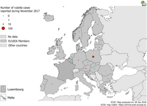 Distribution of rubella cases by country, November 2017 in EU/EEA countries Thumbnail