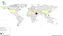 Geographical distribution of confirmed MERS-CoV cases, by reporting country, April 2012 – July 2023