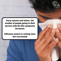 Social media card: Influenza season is coming soon. Get vaccinated!