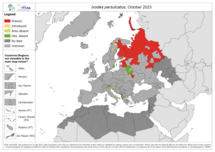 Ixodes persulcatus - current known distribution: October 2023