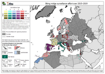 Biting midge surveillance effort over 2015–2019