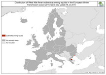 West Nile virus in Europe in 2019 - equine cases, updated 18 July Thumbnail