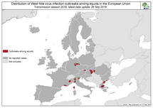 West Nile virus in Europe in 2019 - equine cases, updated 27 September 2019 Thumbnail