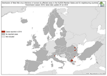West Nile virus in Europe in 2019 - human cases, updated 25 July Thumbnail
