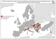 West Nile virus in Europe in 2019 - human cases, updated 25 October Thumbnail