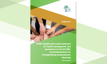 Cover of the report: "Public health and social measures for health emergencies and pandemics in the EU/EEA"
