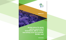 Cover of the report: "Survey protocol for whole genome sequencing of Clostridioides difficile isolates from tertiary acute care hospitals, EU/EEA, 2022"