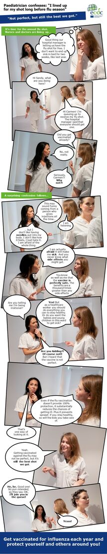 Photo comic web banner seasonal influenza vaccination - Nurses and doctors Thumbnail