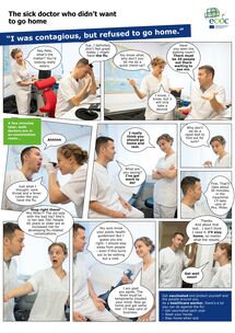 Photo comic poster seasonal influenza vaccination - Sick doctor Thumbnail